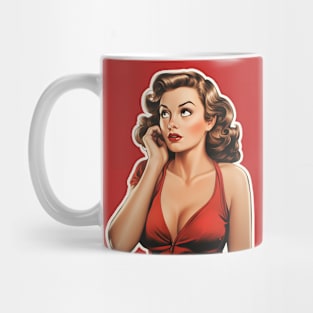 Pin up girl red lips retro comic Mug